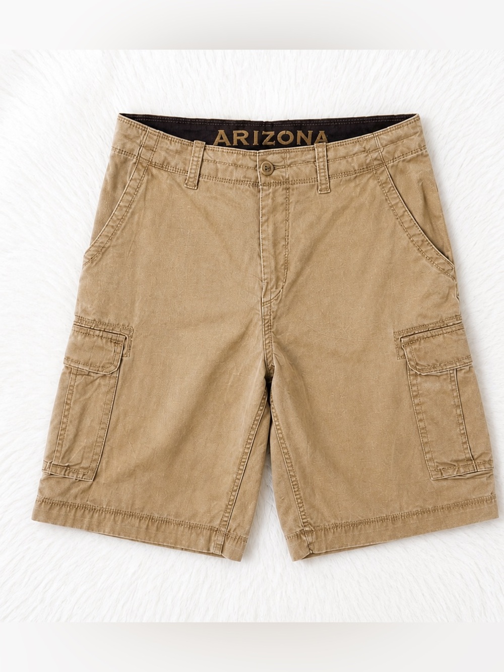 Arizona Cargo Shorts Mens 34 Tan Khaki Utility Casual Summer